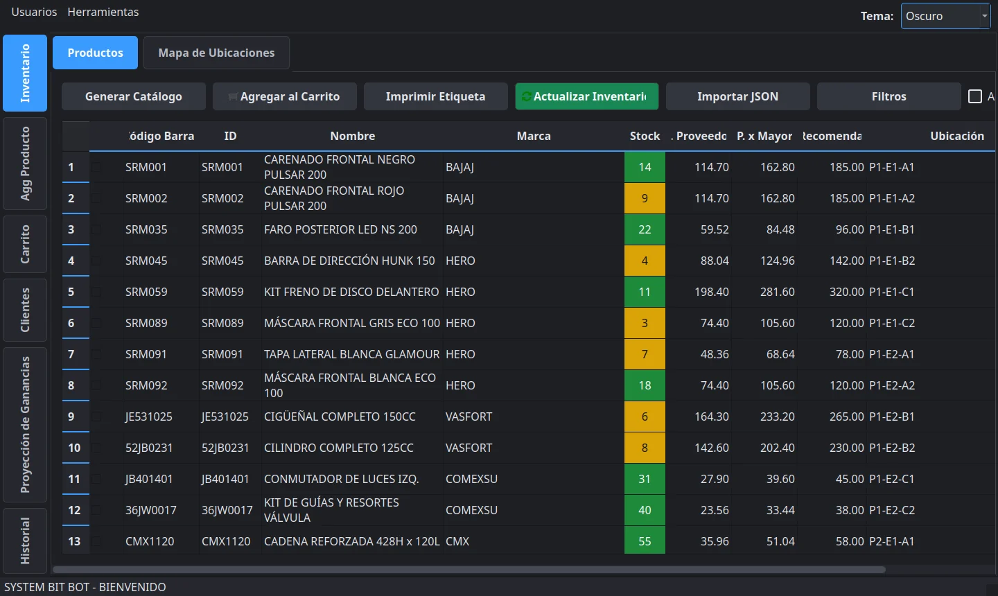 Captura real: BitBot Inventario · Productos